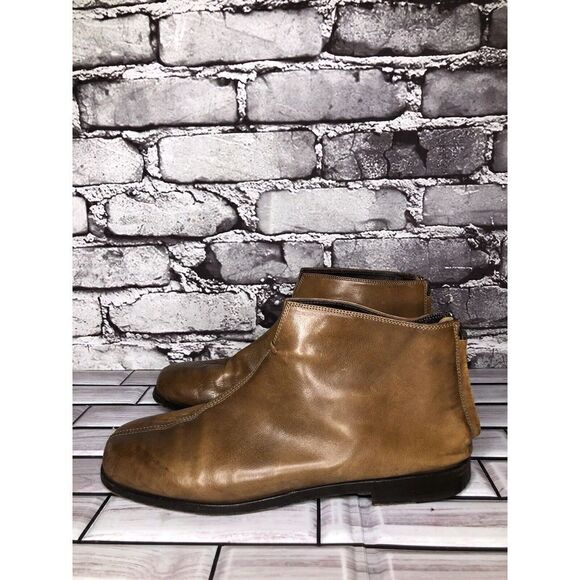 AGL Brown Leather Casual Back Zip Booties Ankle Boots Shoes Women Sz 36EU/6M US - Picture 1 of 16